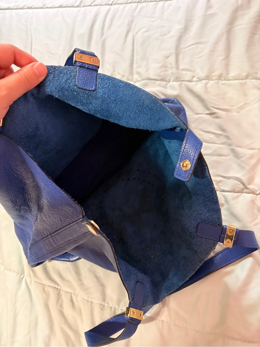 Michael Kors Royal Blue Pebbled Leather Tote Purse